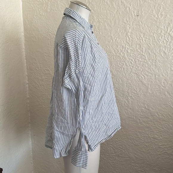 Urban Outfitters BGD Ladies Oversized Lightweight Woven Blue Yellow Stripe Shirt - Picture 6 of 9